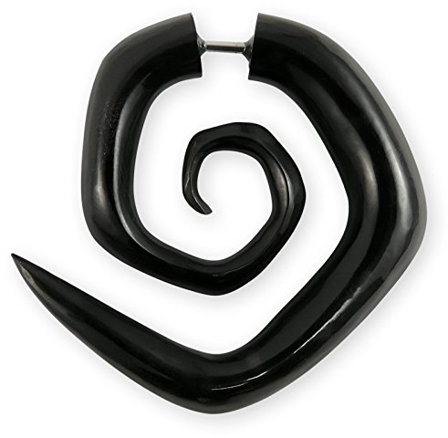 Fly Style 1 Stück Damen Ohrringe Ohrhänger Fake Spirale aus Horn - Natur Damen Schmuck, Farbwahl:schwarz