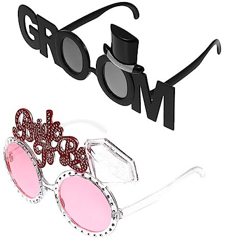WATIIFUFU 2 Stück Braut Bräutigam Brille Requisiten Brille Kostüm Brille Party Brille Braut Brille Junggesellenabschied Brille Bräutigam Brille Party Brille Brille Für Hochzeit