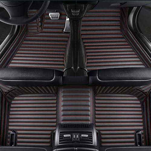 Nach Maß Auto FußMatten für Suzuki Vitara (LY) 2015-2023, PU-Leder Allwetter Auto Bodenmatte Vollständige Abdeckung Wasserfest Antirutsch Fußmatten Set Auto Zubehör,B/Black Red