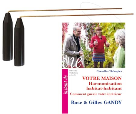 Baguettes de sourcier coudées - Fabriquées en France - Utilisation en radiesthésie, géobiologie, feng shui, Médecine symbolique. Rose et Gilles Gandy. Fabrication artisanale (baguettes+DVD Maison)