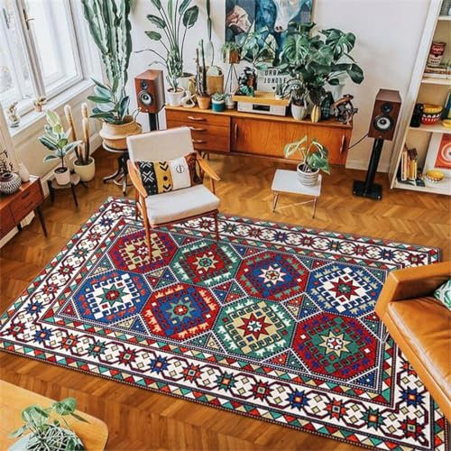Kunsen raumdeko landhausstil deko Retro Teppich rot floral Dekoration Wohnzimmer Esszimmer Teppich nicht verblassen kinder Zimmer Teppich 60X100CM