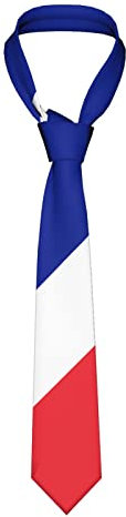 Oudrspo Cravate pour hommes avec emblème du drapeau de la France, cravate traditionnelle, décontractée, fine, moderne et formelle, pour bal, célébration, affaires