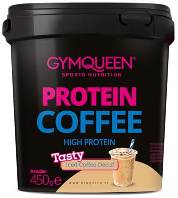 GymQueen Proteinkaffee Decafe 450g, High-Protein Kaffee, 20g Eiweiß pro Portion, hochwertiges Molkenprotein mit aromatischem Kaffee und natürlichem Koffein