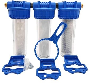 Triple Porte Filtre 93/4-20/27 Avec Cartouche 60 µm + 20µm + Filtre 2 En 1 (ca + 5µm)