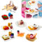 Cerkkapo 37 Stück Miniatur Essen und Trinken,Wichtel Zubehör,Puppenhaus zubehör,1/12 Miniatur Lebensmittel Puppenhaus Zubehör,Harz Lebensmittel Spielzeug Set mit Brot Kuchen Getränke Eier Milch Kaffee