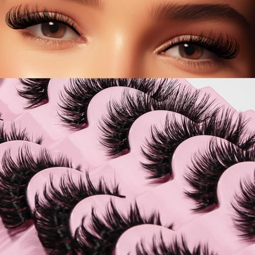 AKARA Ciglia Finte Naturali 7 Paia Russian Volume Ciglia Finte Russian Strip Ciglia Finte False Eyelashes Visone Artificiale Ciglia(Russian-R03)