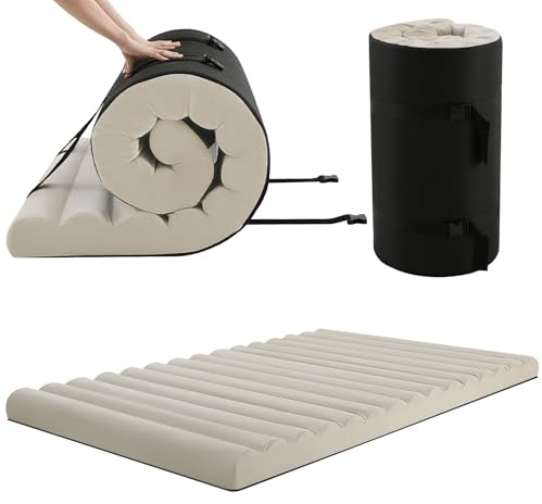 MeMoreCool Aufrollbare Bodenmatratze, faltbare Camping-Matratze, Memory-Schaum-Schlafmatte, tragbare Bodenliege für Kinder und Erwachsene, Reisen, Schlaf, Autozelt, 10 cm dick
