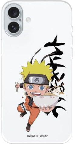 Case Compatible with iPhone 16 Plus Official Naruto Baby Naruto Ramen to Protect Your Mobile Phone, Transparent Flexible Silicone Case with Official Naruto License