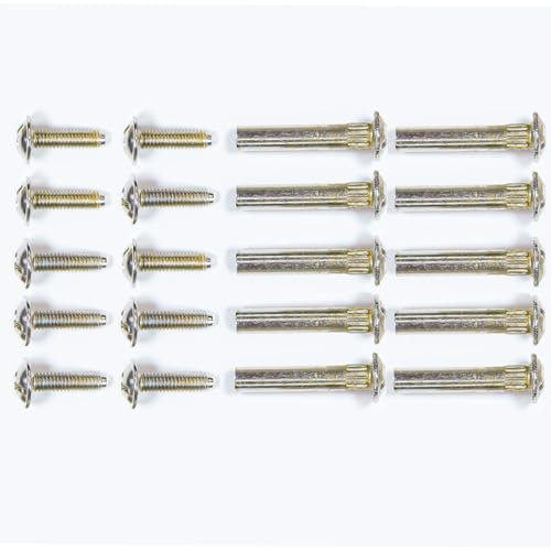 set 20 pezzi 10 Viti di Giunzione Connettori 31-40 mm bellissimo trattamento decorativo in Acciaio Nichelato per Mobili, Armadi, Credenze, Assi di Legno, foro da 5mm impronta PZ/PH2. (kit565)