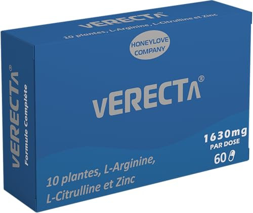 VERECTA® | 60 Gélules Vigueur Performances Endurance Homme | Formule complète 13 ingrédients pilules bleues | Micro-circulation Sanguine | Effet dur et ferme | pilules de Ginseng, Maca, Arginine