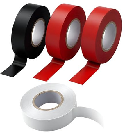 Lot de 4 rubans adhésifs en PVC pour isoler, réparer et protéger les fils électriques - Rouge - 20 m x 19 mm
