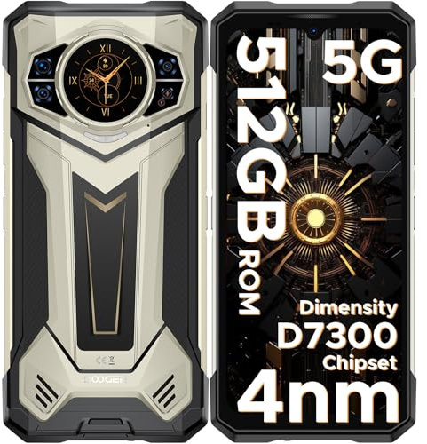 DOOGEE S200 Plus Rugged Smartphone 5G, Dimensity 7300 LPDDR5 Rugged Phone with 1.32 Dynamic Rear Screen, 32GB+512GB, 10100mAh Battery, 100MP+20MP Night Vision AI Camera, 6.72FHD+, 120Hz, NFC, WiFi6E