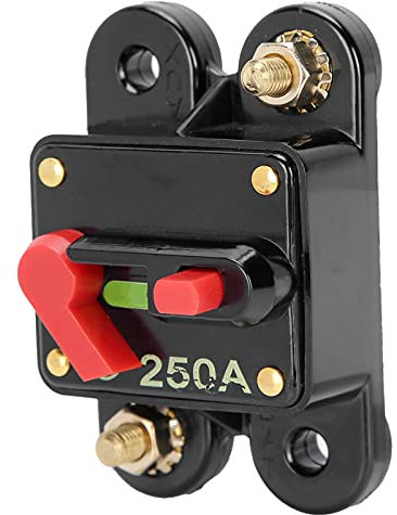 Rankomu Disjoncteur DC 250 A DC Disjoncteur Fusible Onduleur, Réinitialisation manuelle pour voiture, bateau, camion, fusible stéréo, 12 V/24 V, accessoire automobile