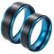 Calefee Partnerringe Edelstahl für Trauung, Verlobungsringe Paar 2 Set Blau Schwarzer Ring Gebürsteter 8 mm, Damen Größe 62 und Herren Größe 67