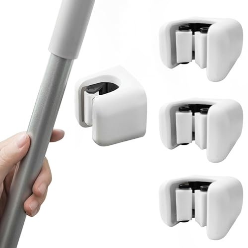 ICHOWHO 4 PCS Mop Broom Holder, Wall Mounted Self Adhesive Mop Holder, No Drilling Multi Use Organizer, Super Anti-Slip Tidy Storage Tool for Bathroom, Office, Kitchen, Garage, Garden, Storage