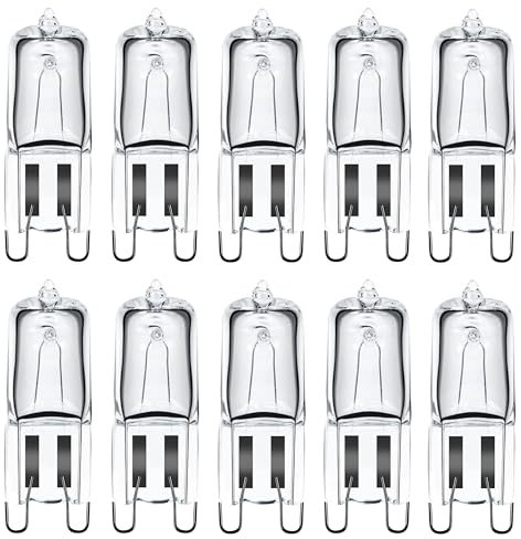 Unibulb Halogen G9 300℃ Heat Tolerant Oven/Microwave/Chandelier Capsule Light Bulb 320lm 40W 2800K (Warm White), 2000hr Life, Pack of 10