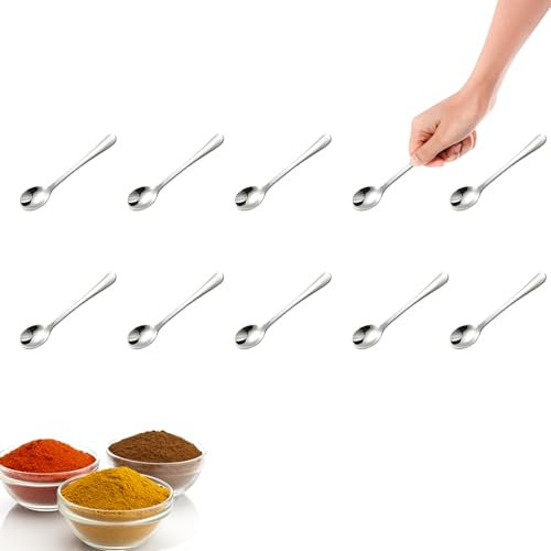 Mini Spoon,10 Tiny Stainless Steel for Jars,Cute Small Stainless Steel Spoons,Mini Size 7.5 Cm,A Small Spoons Used for Jar ，Spices, Salt, and Espresso