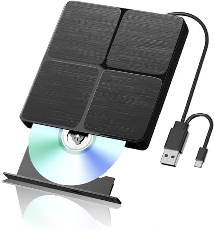 Alphami External Blu ray Drive, USB 3.0 & Type C Bluray Burner, External Blueray/DVD Drive for PC, External CD DVD Blu Ray Player Compatible with Windows XP/7/8/10/11, Linux, Mac OS