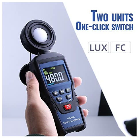 Belichtungsmesser， Digital Photometer fotografischer Beleuchtungstest-Photometer Handheld LED Photometer Daten Retention Präzisionsphotometer Geeignet for Supermärkte, Strände, Farmen(BCL620L)