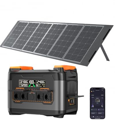NECESPOW Power Station portatile con pannello solare da 400 W, 2047,5 Wh centrale elettrica da balcone con memoria S2400, generatore solare con AC 2400 W (punta da 4000 W) per casa campeggio