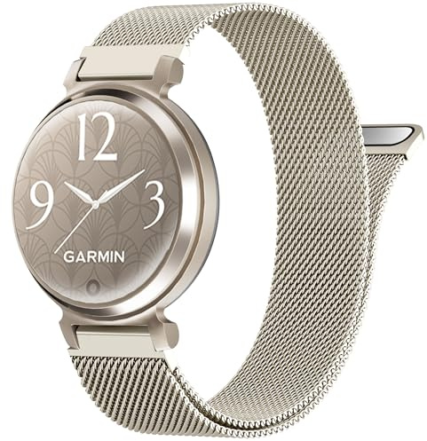 Laband 14mm Mesh Metal Band Compatible with Garmin Lily 2/Lily 2 Classic/Active Watch Band,Quick Release Stainless Steel Magnetic Clasp Replacement Wristband Strap for Garmin Lily 2 Active Women Men