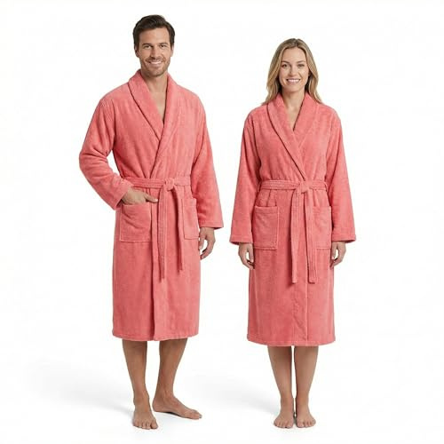 BOSKIMO Albornoz de Baño Unisex 100% Algodón OEKO-TEX – Bata para Hombre y Mujer – Rizo Americano 420 gsm – Suave y muy Absorbente