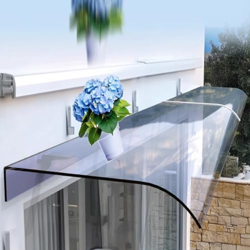 Auvent d'Entrée avec Protection UV,Auvent de Fenêtre Transparent et Invisible en Polycarbonate,Marquise de Porte de Balcon Résistant aux Chocs Isolation Phonique (50x530cm/20 x209)