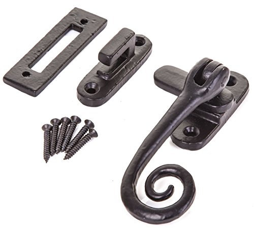White Hinge Limited Black Antique Window Casement Fastener - Cast Iron Monkey Tail Mortice Latch