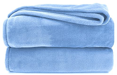 heimtexland Kuscheldecke flauschig Flanell Wohndecke warm Oekotex Tagesdecke Überwurf Sofadecke fusselfrei Fleecedecke Super Soft XL Decke 150x200 cm Typ380 Pastell hellblau