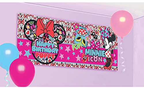 amscan 9903453 Personalised Birthday Banner with Minnie Mouse Theme-1 Pc