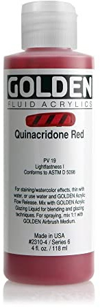 Golden Fluid Acrylic, 4 Ounce Bottle, Quinacridone Red (2310-4)