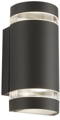 Searchlight 2002-2GY-LED Outdoor Curved Wall Light in Grey