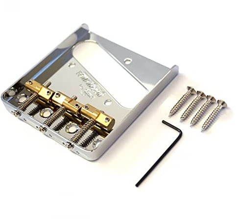 Wilkinson WTB Ashtray Brass Compensated 3-Saddle Telecaster Bridge for Tele Guitar, Chrome