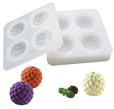 Molde de Silicona 3D, moldes de silicona para postres, 4 cavidades Forma de Frambuesas
