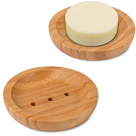 Thinkcase Seifenschale Holz Dusche (2 Stück), Seifenablage Seifendose Handarbeit Seifenhalter Halter Bad Waschbecken Deck Seifenhalterung, Natürliche Bambus Seifenkiste Seifen Box Für Seife Scrubber