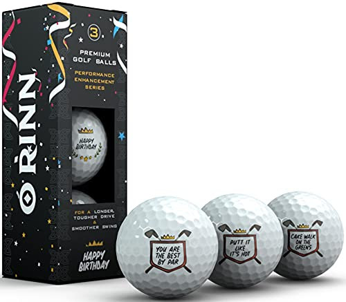 O'RINN Happy Birthday Golfbälle für Männer – 3 Pack Lustiges Golfgeschenk für Vater, Mutter, Sohn, Tochter, Freunde, Chef und Kollegen mit 3 Botschaften | Lustige Golfbälle für Männer und Frauen |