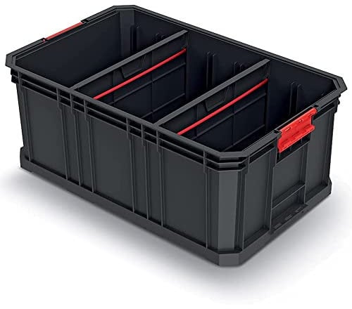 Kistenberg Transportkiste Stapelbox Werkzeugkiste Lagerkiste Aufbewahrungsbox Modulkiste (mit trennwänden, stapelbar, Ladefähigkeit bis 50 kg, Kunststoff, schwarz, Modular Solution 520 x 329 x 210 mm)