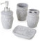 Baroni Home Badezimmer-Set 4-TLG, aus hellgrau Keramik, Enthält Seifenspende, Zahnputzbecher, Seifenschale und Becher