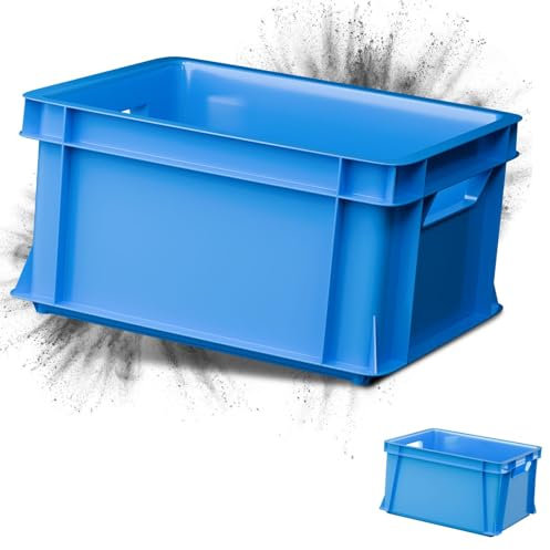 ARTECSIS 2er Set Kunststoffkiste Aufbewahrungsbox 29L Transport- und Lagerbox aus stabilem Kunststoff stapelbar, Blau