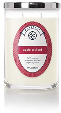 Colonial Candle Duftkerze im Glas mit Deckel | Apple Orchard | Duftkerze Apfel | Kerze mit mehreren Dochten | Kerzen lange Brenndauer (80h) | Kerze Weiß (312g)
