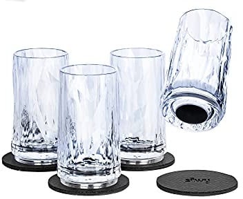 silwy® Magnet-Kunststoffgläser SHOT (4er-Set) inkl. vier wiederverwendbaren Metall-Nano-Gel-Pads - rutschfeste Magnetgläser für Camping, Caravaning und Boating