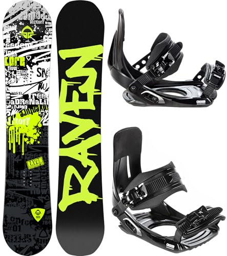 RAVEN Snowboard Set: Snowboard Core Junior + Bindung MP180 Junior Black XS/S (115 cm + MP180 Junior Black XS/S)