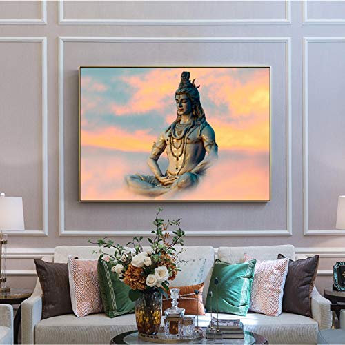 Lord Shiva Poster Wandkunst Leinwand Gemälde Hindu Götter Leinwand Kunstdrucke Hinduismus Kunst Bilder für Wohnzimmer Dekoration 50x70cm(20x28in) Rahmenlos