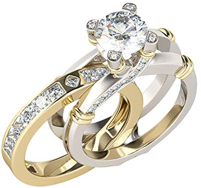 luoluoluo 2 In 1 Creatives Kombination sring Set mit Zirkon und Multifunktion Mode Ring Spezial Ringe Diamant All-Match Mode Ring Set