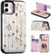 UEEBAI Wallet Case for iPhone 12/iPhone 12 Pro 6.1 inch with Card Slots, PU Leather Cover Kickstand RFID Blocking Double Magnetic Clasp rilievo Flower Shockproof Flip Case for Women Girls - Tree Vine