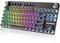 WOTIMILON Teclado inalámbrico para máquina de escribir mecánico TKL, 2.4G/BT5.0/con cable WM87, estilo retro vintage, para juegos, máquina de escribir con teclas redondas punk, retroiluminación RGB