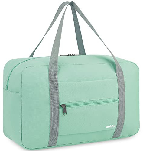 WANDF Small Cabin Bag 40x20x25 for Ryanair Airlines Foldable Underseat Travel Bag Water-Resistant Hand Luggage Holdall Weekend Overnight Bag for Women Men (Mint Green 20L)