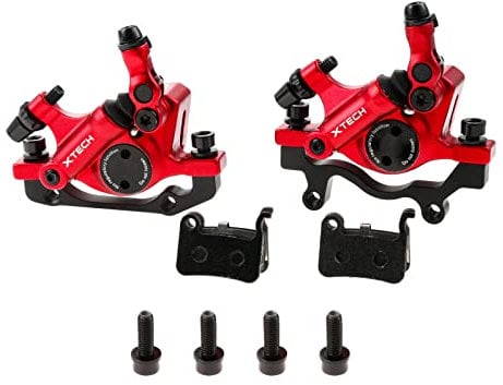 Mgoodoo MTB Hydraulische Scheibenbremse Set, Fahrrad Scheibenbremse Sets vorne und hinten Line Pulling Hydraulische Scheibenbremse, Rot,Scheiben 160mm