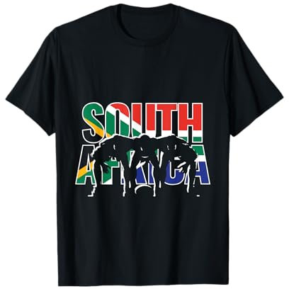 South Africa Rugby Fans Shirts - Unisex Erwachsene T-Shirt - Schwarz - Small - Kurzarm - Klassische Passform - Patriotic Rugby - Geschenk