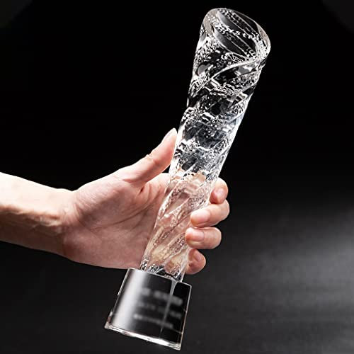 Trofeo Trofeo di Scaglie di Drago di Cristallo Trasparente, Eccellente Coppa dei Premi per I Dipendenti, Souvenir della Squadra Aziendale, personalità su Misura (Color : Clear, S : 5.5 * 20cm)